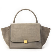 Authentieke tweedehands vintage Celine Crocodile Nubuck Trapeze Bag koop online webshop LabelLOV