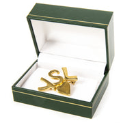 YSL Gold Logo Heart Brooch