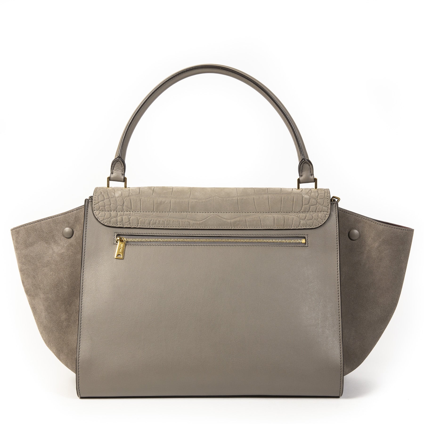 Authentic second-hand vintage Celine Crocodile Nubuck Trapeze Bag buy online webshop LabelLOV