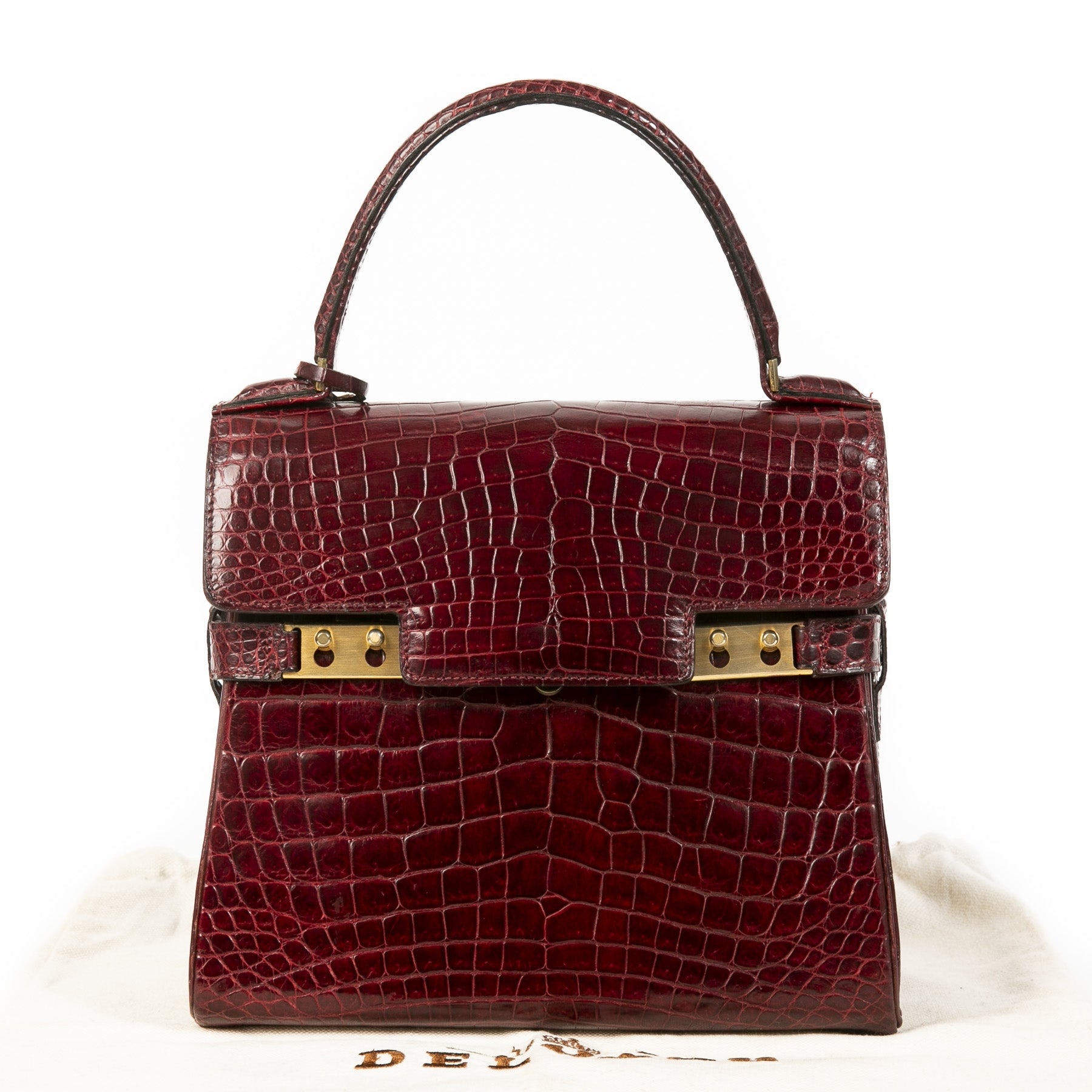 Delvaux Tempête Croco Burgundy PM