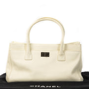 Authentieke Tweedehands Chanel Cream Leather Top Handle Bag juiste prijs veilig online shoppen luxe merken webshop winkelen Antwerpen België mode fashion