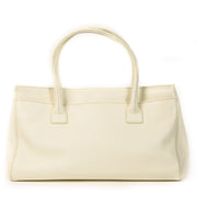 Authentieke Tweedehands Chanel Cream Leather Top Handle Bag juiste prijs veilig online shoppen luxe merken webshop winkelen Antwerpen België mode fashion