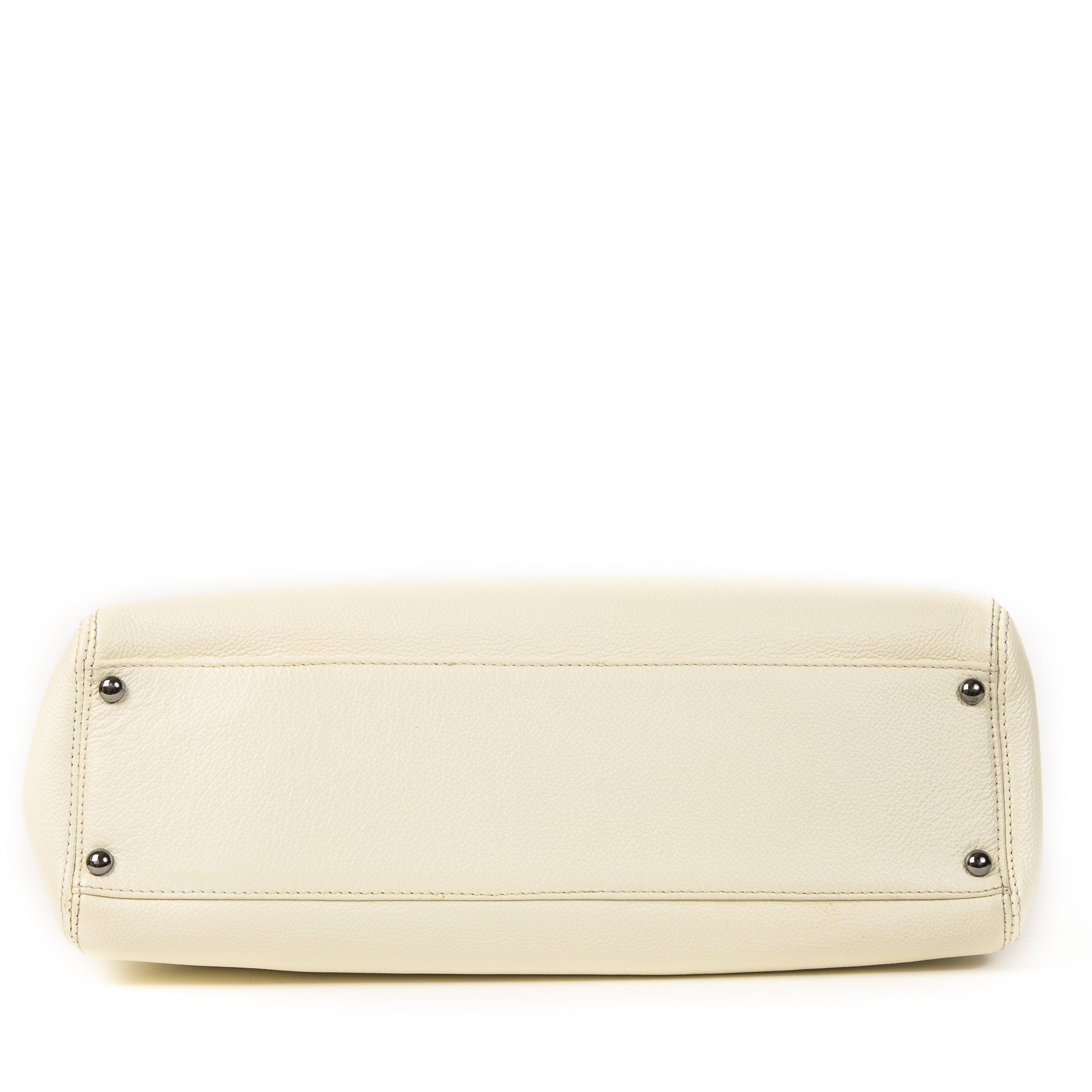 Authentieke Tweedehands Chanel Cream Leather Top Handle Bag juiste prijs veilig online shoppen luxe merken webshop winkelen Antwerpen België mode fashion