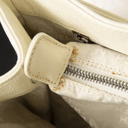 Authentieke Tweedehands Chanel Cream Leather Top Handle Bag juiste prijs veilig online shoppen luxe merken webshop winkelen Antwerpen België mode fashion