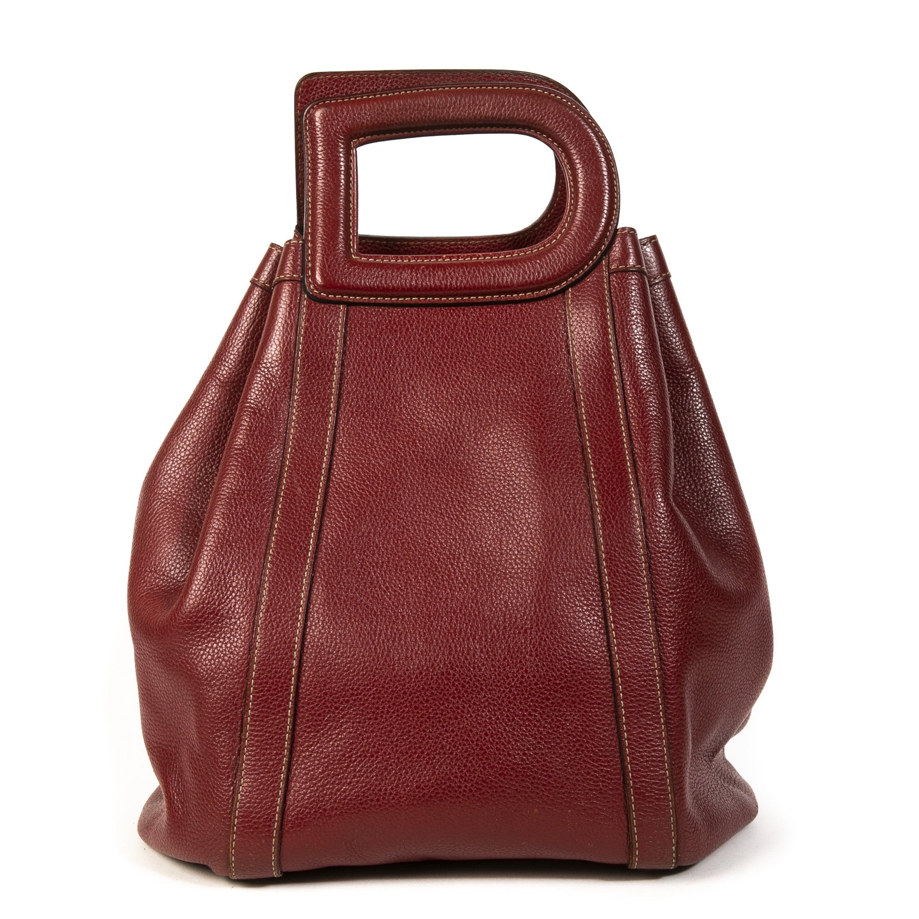 Authentieke Tweedehands Delvaux Dark Red D Drawstring Shoulder Bag juiste prijs veilig online shoppen luxe merken webshop winkelen Antwerpen België mode fashion