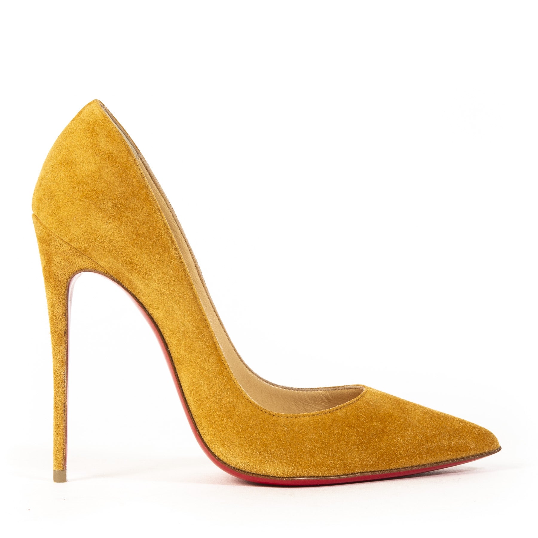 Christian Louboutin Suede Camel Heels - Size 38 for the best price at Labellov secondhand luxury.