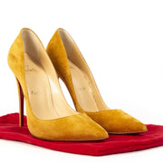 Christian Louboutin Suede Camel Heels - Size 38 te koop bij Labellov tweedehands luxe in Antwerpen