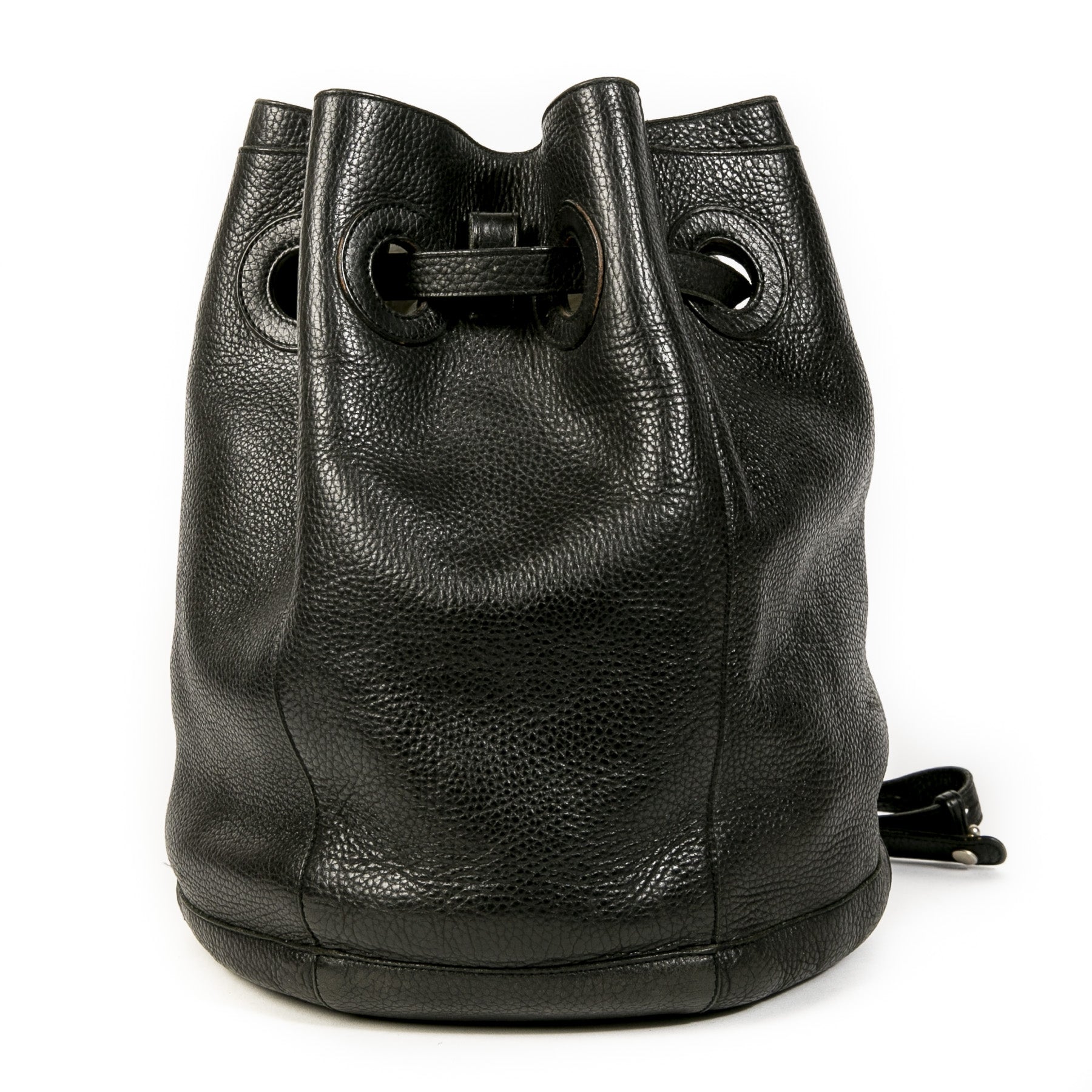 Authentieke Tweedehands Delvaux Black Leather Bucket Bag juiste prijs veilig online shoppen luxe merken webshop winkelen Antwerpen België mode fashion