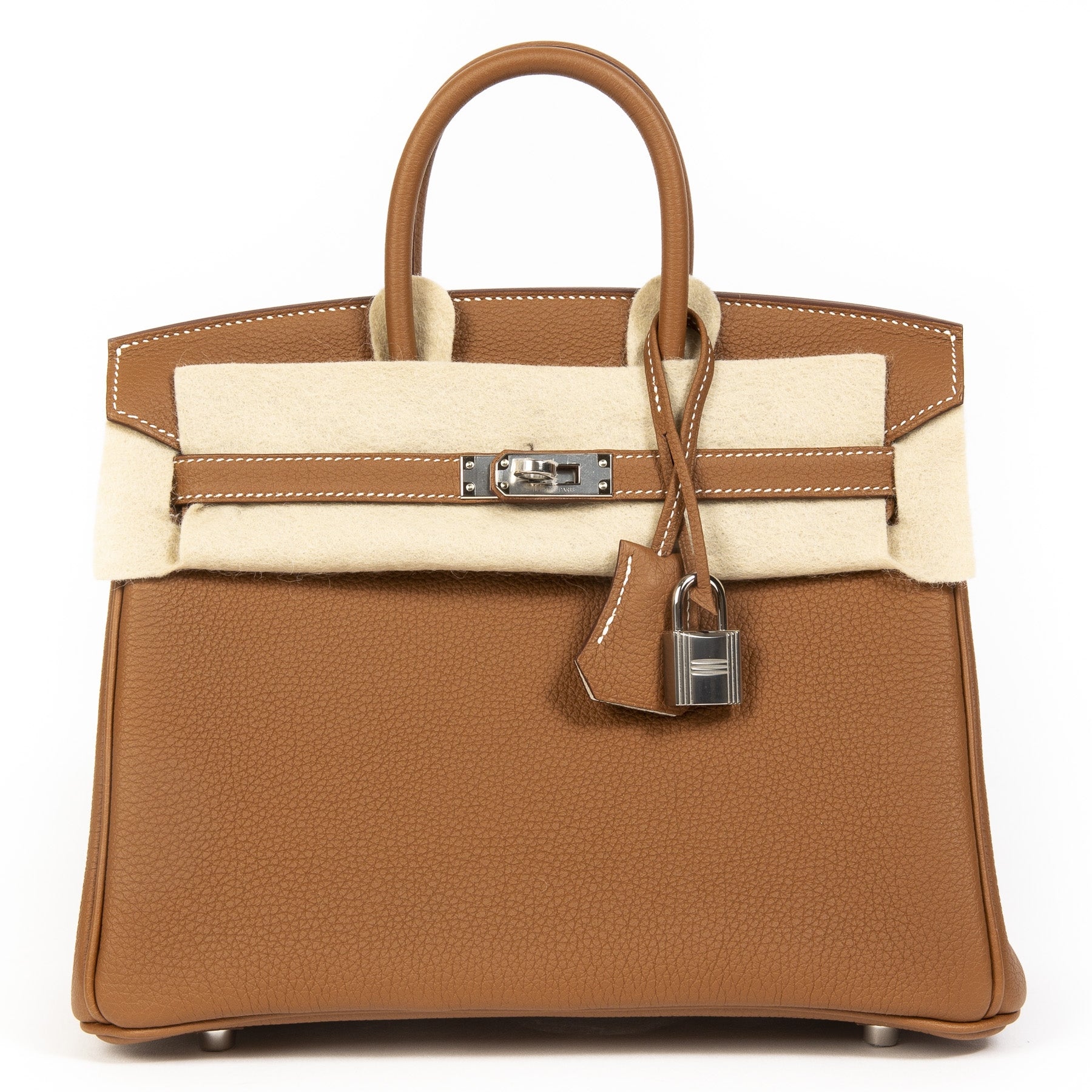 shop safe online 100% authentic hard to find Never Used Hermes Birkin 25 Gold & Craie Togo PHW