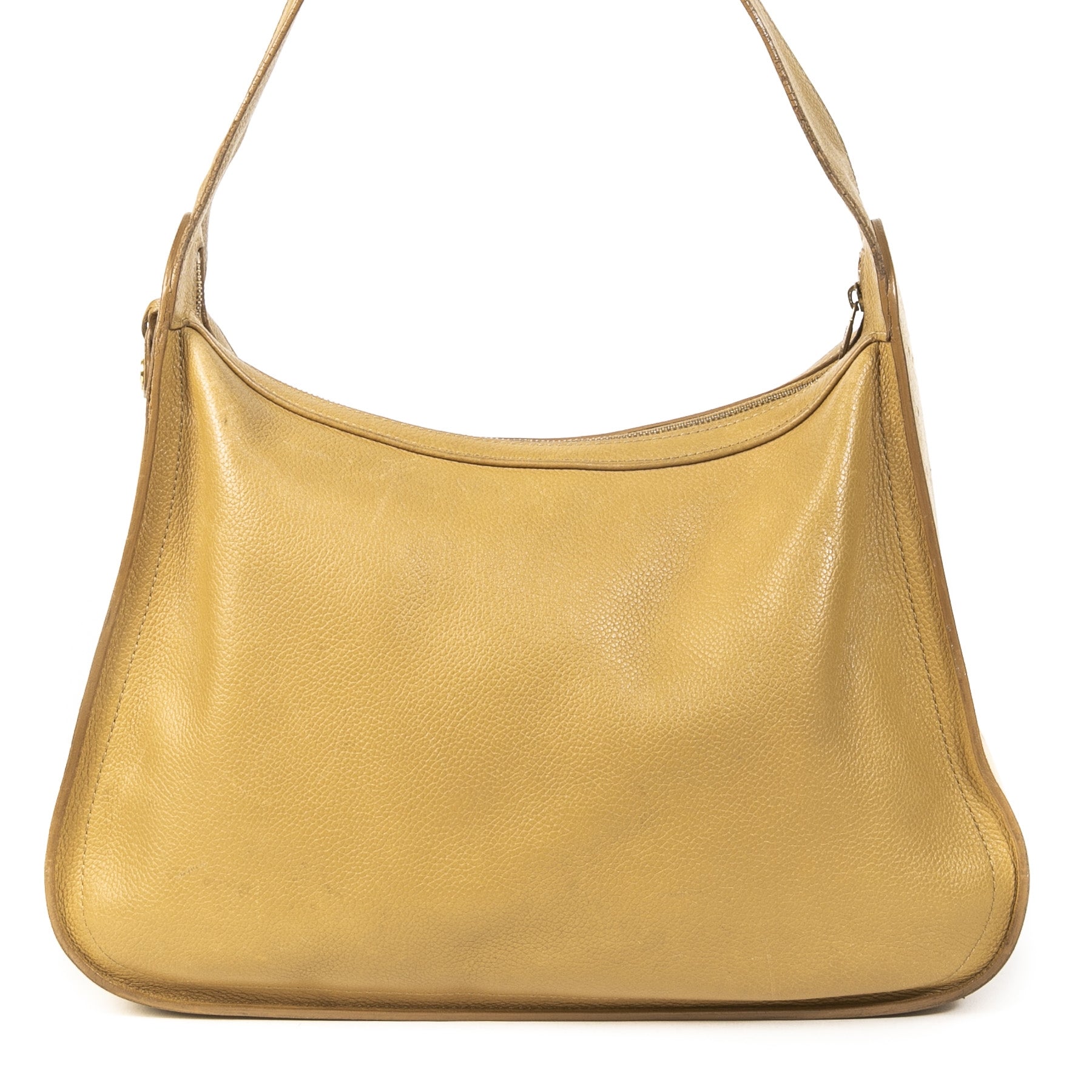 Authentieke Tweedehands Delvaux Pensée Ochre Yellow Shoulder Bag juiste prijs veilig online shoppen luxe merken webshop winkelen Antwerpen België mode fashion