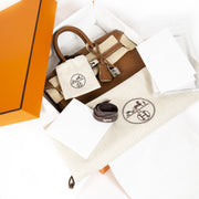 koop jou tweedehands Never Used Hermes Birkin 25 Gold & Craie Togo PHW