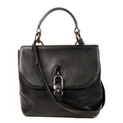 Authentieke Tweedehands Delvaux Black Leather Silver Clasp Shoulder Bag juiste prijs veilig online shoppen luxe merken webshop winkelen Antwerpen België mode fashion