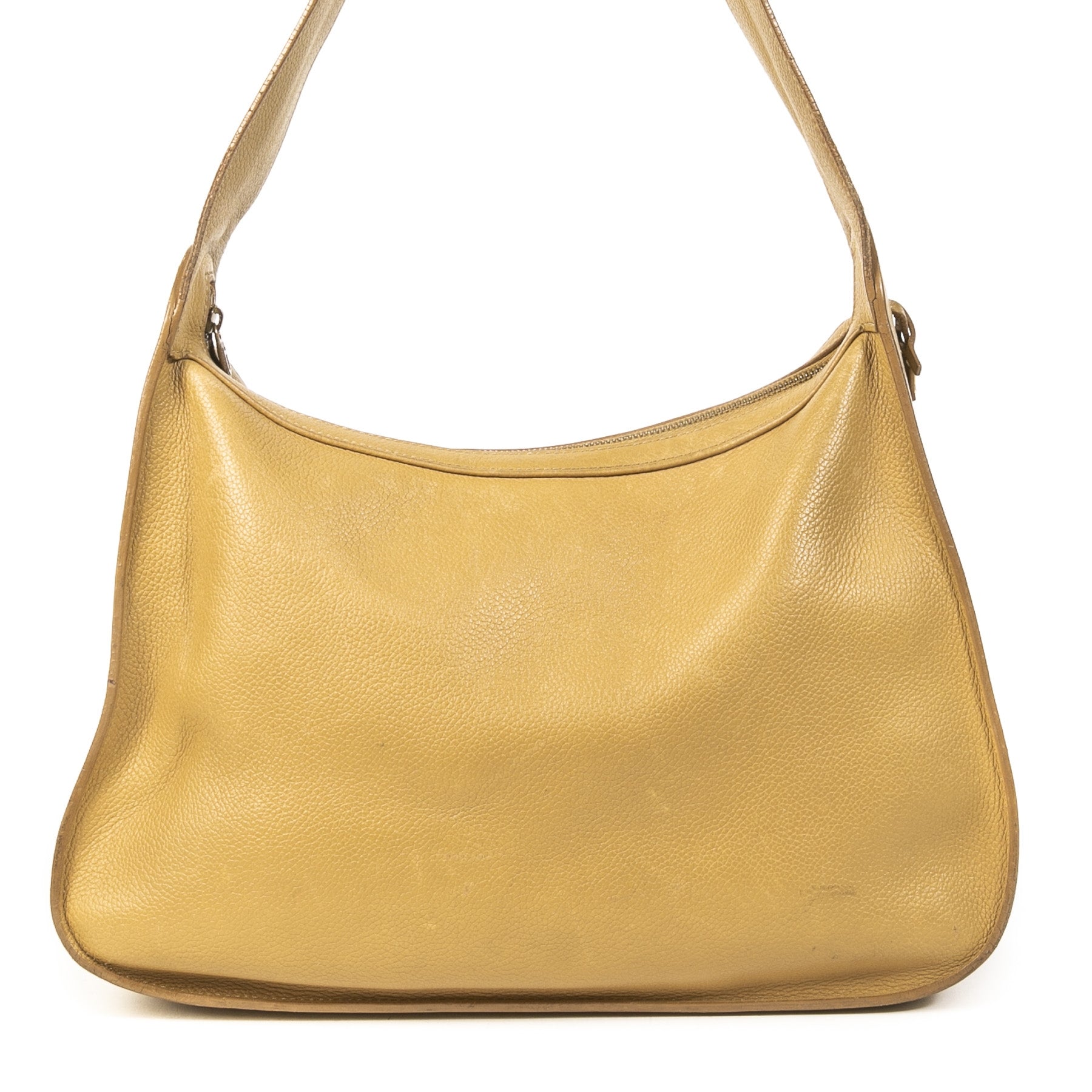 Authentieke Tweedehands Delvaux Pensée Ochre Yellow Shoulder Bag juiste prijs veilig online shoppen luxe merken webshop winkelen Antwerpen België mode fashion