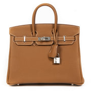 acheter en ligne seconde main Never Used Hermes Birkin 25 Gold & Craie Togo PHW