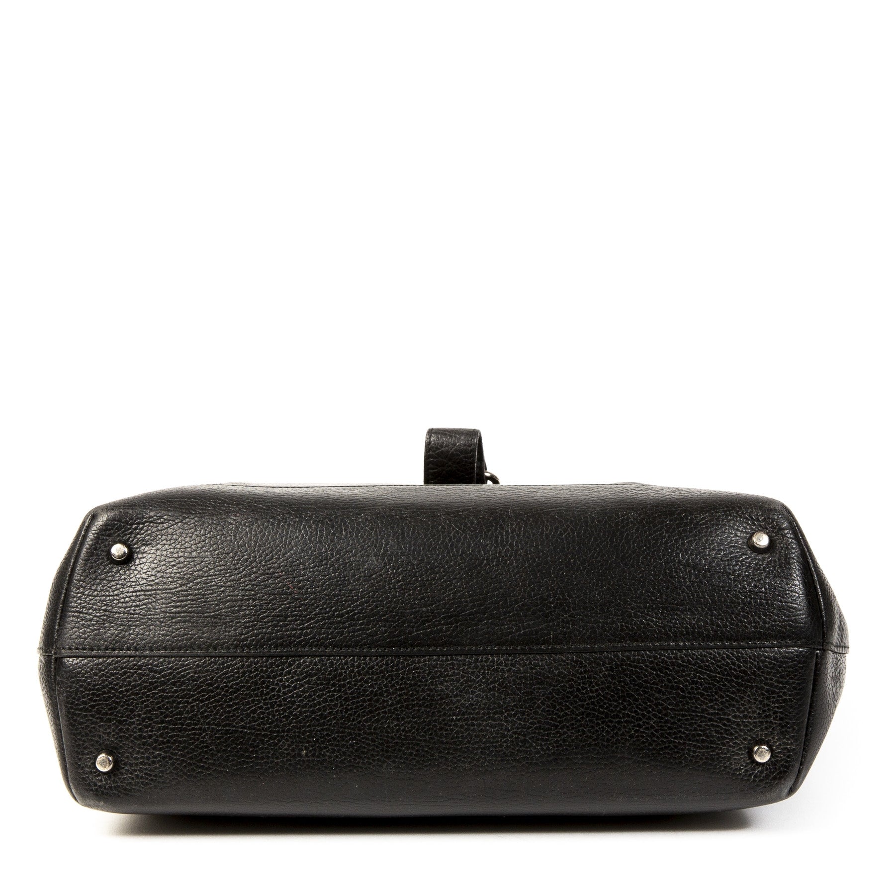 Authentieke Tweedehands Delvaux Black Leather Silver Clasp Shoulder Bag juiste prijs veilig online shoppen luxe merken webshop winkelen Antwerpen België mode fashion