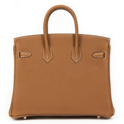 acheter en ligne seconde main Never Used Hermes Birkin 25 Gold & Craie Togo PHW