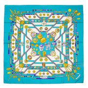 Authentieke tweedehands Hermès turquoise gold chains silk scarf juiste prijs veilig online winkelen LabelLOV webshop luxe merken winkelen Antwerpen België mode fashion