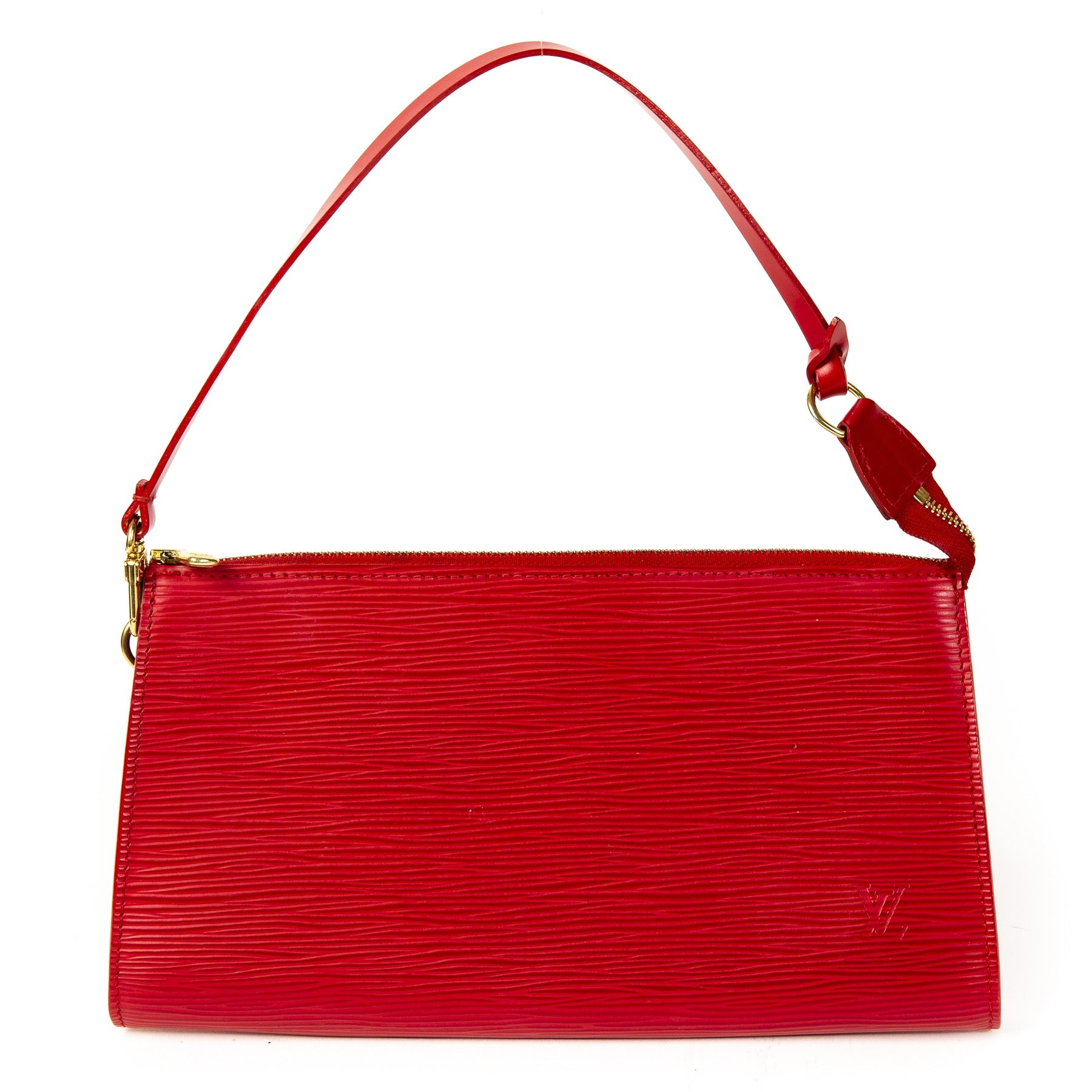 Authentieke Tweedehands Louis Vuitton Red Epi Leather Pochette juiste prijs veilig online shoppen luxe merken webshop winkelen Antwerpen België mode fashion