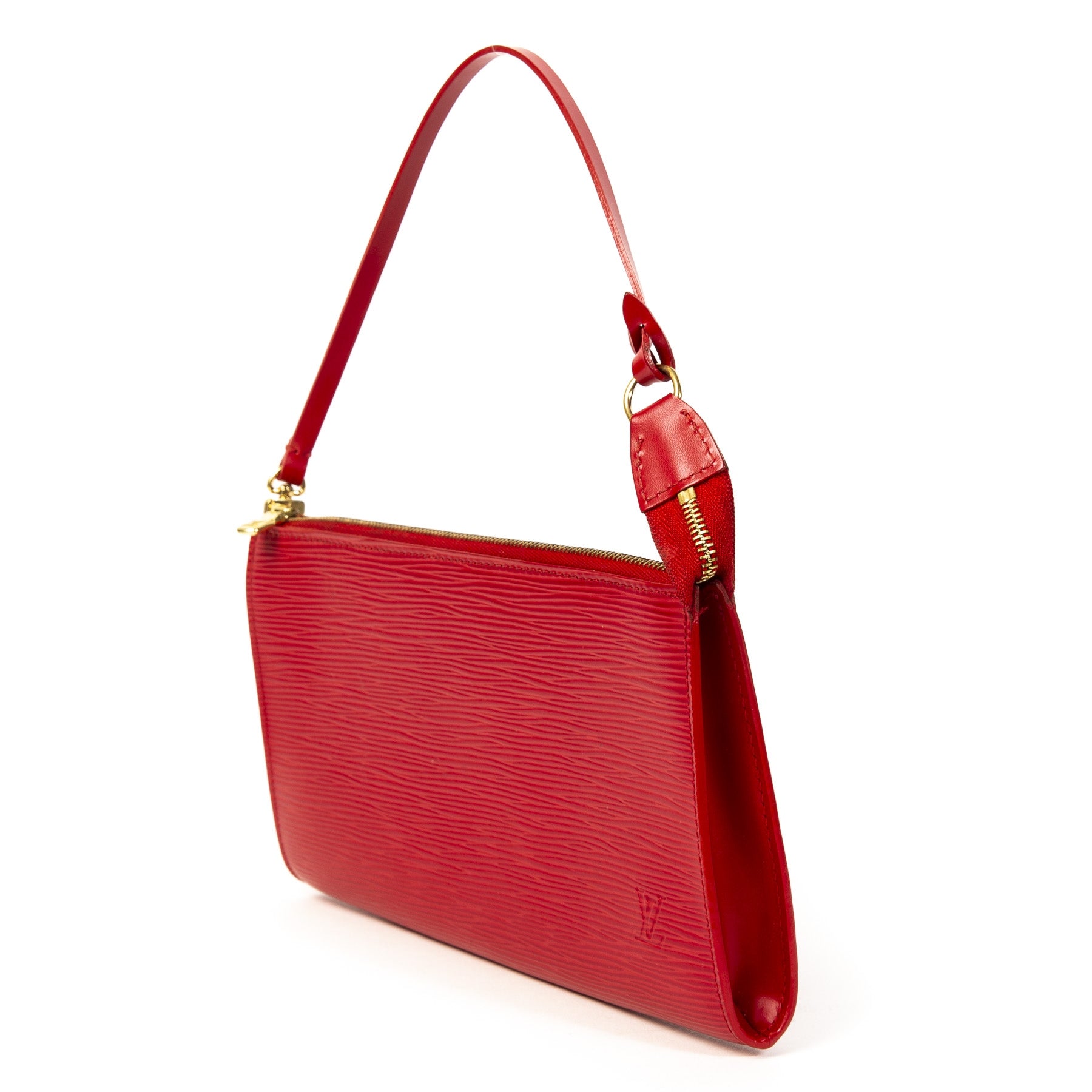 Authentieke Tweedehands Louis Vuitton Red Epi Leather Pochette juiste prijs veilig online shoppen luxe merken webshop winkelen Antwerpen België mode fashion