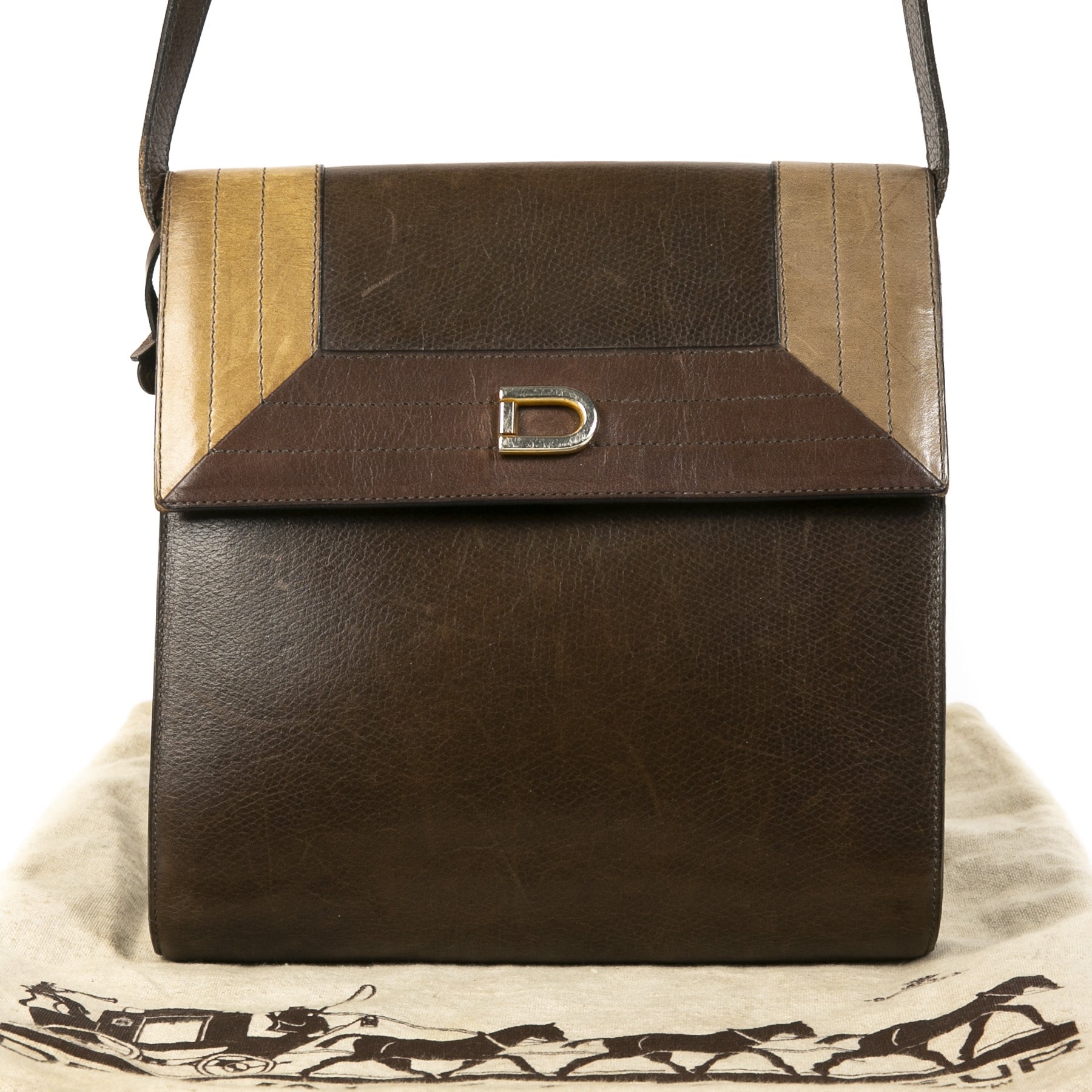 Authentieke Tweedehands Delvaux Chestnut Brown Leather Crossbody Bag juiste prijs veilig online shoppen luxe merken webshop winkelen Antwerpen België mode fashion