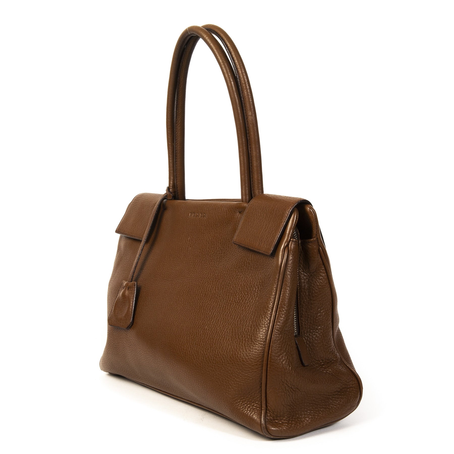 Authentic second-hand vintage Prada Camel Tote Bag buy online webshop LabelLOV
