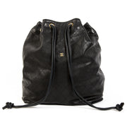 Chanel Black Vintage Lambskin Bucket Bag