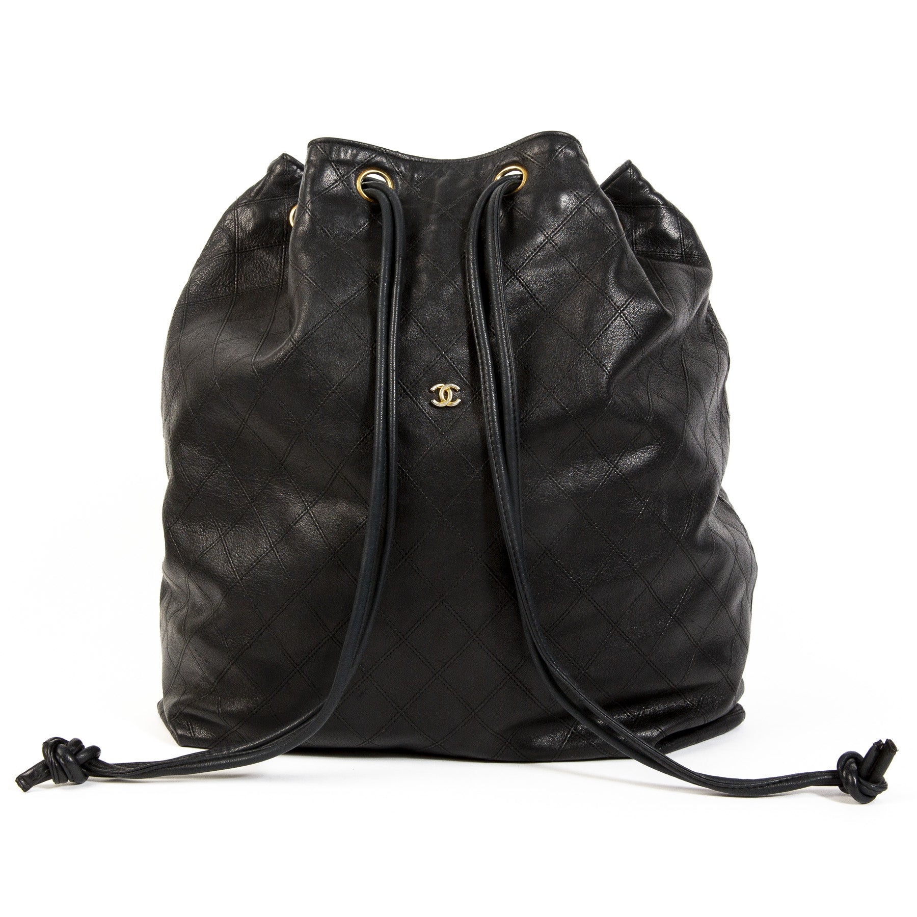 Chanel Black Vintage Lambskin Bucket Bag