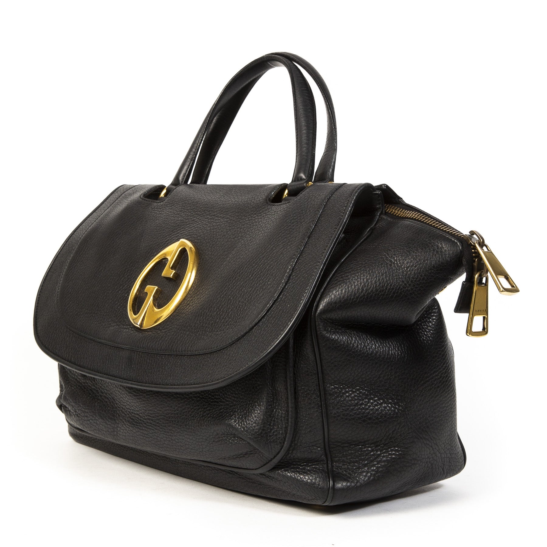 Gucci GG Zwartleren Tas Met Bovenhandvat