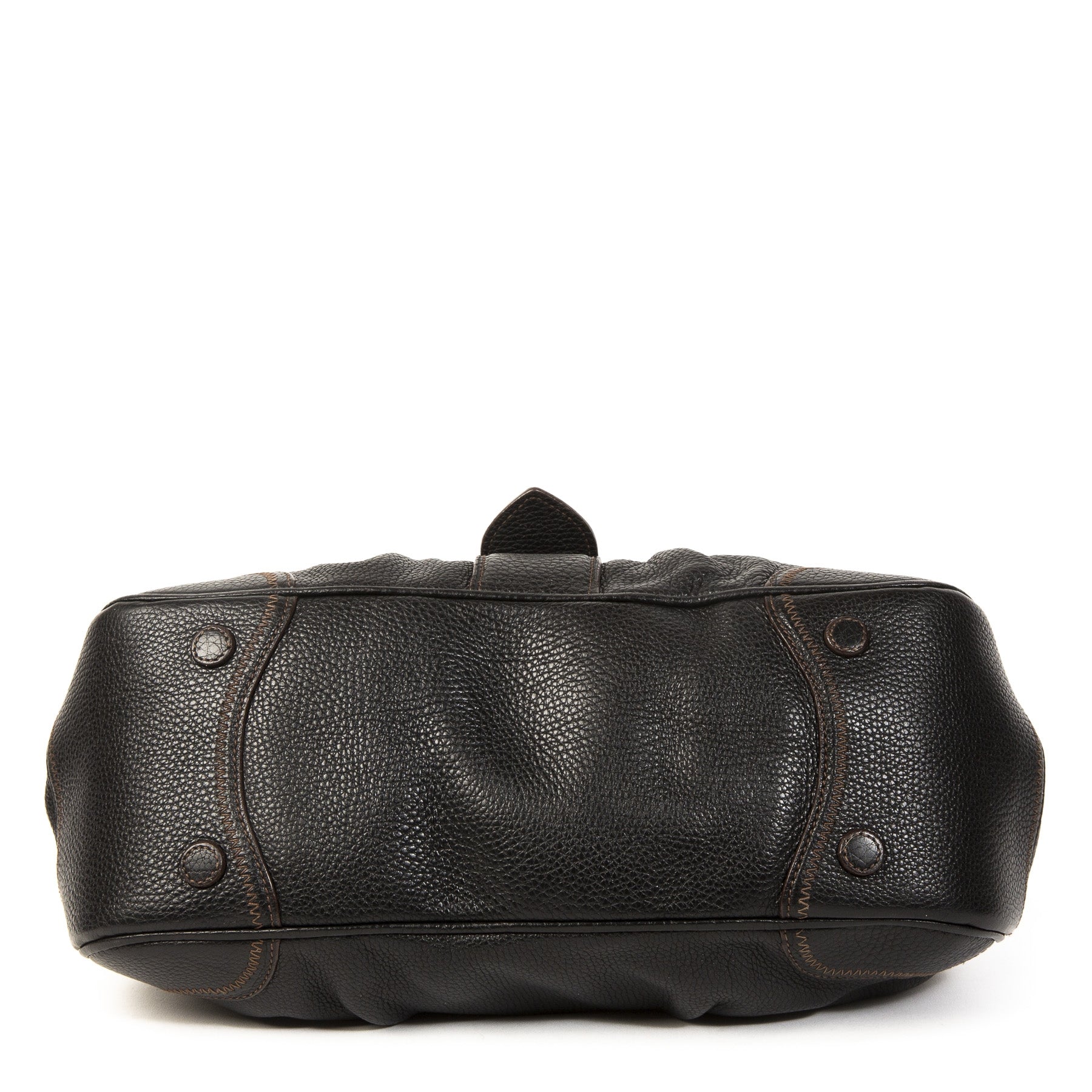 Authentique seconde main vintage Prada Black Gold Shouder Bag achète en ligne webshop LabelLOV