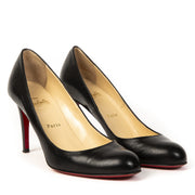 Authentieke Tweedehands Christian Louboutin Black Classic 85 Leather Round Toe Pumps juiste prijs veilig online shoppen luxe merken webshop winkelen Antwerpen België mode fashion