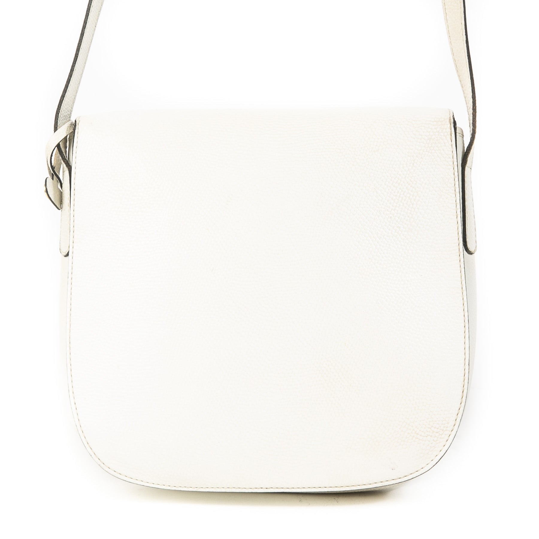 Authentieke Tweedehands Delvaux White Leather Gold D Crossbody Bag juiste prijs veilig online shoppen luxe merken webshop winkelen Antwerpen België mode fashion