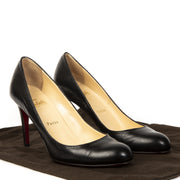 Authentieke Tweedehands Christian Louboutin Black Classic 85 Leather Round Toe Pumps juiste prijs veilig online shoppen luxe merken webshop winkelen Antwerpen België mode fashion