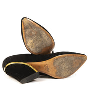 Authentieke Tweedehands Chloé Black Suede Gold-trimmed Pumps juiste prijs veilig online shoppen luxe merken webshop winkelen Antwerpen België mode fashion