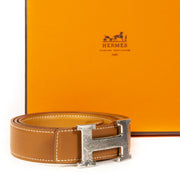Authentieke Tweedehands Hermès Cognac H Leather Buckle Belt juiste prijs veilig online shoppen luxe merken webshop winkelen Antwerpen België mode fashion