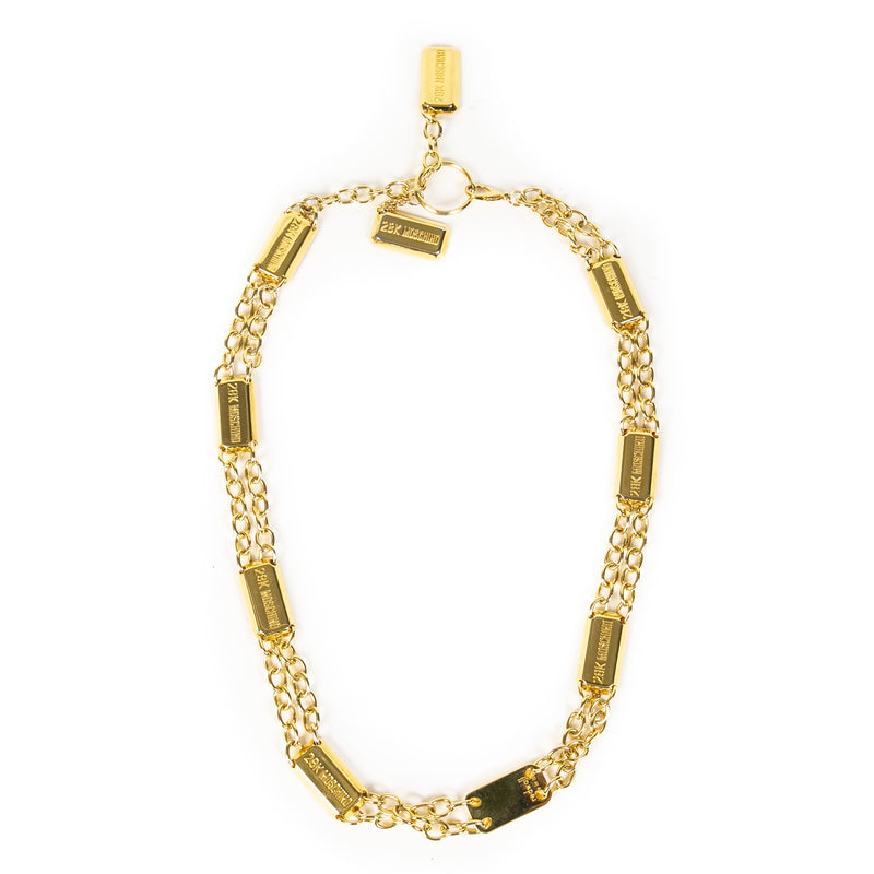Authentic second-hand vintage Moschino Gold Bar Chain Belt buy online webshop LabelLOV