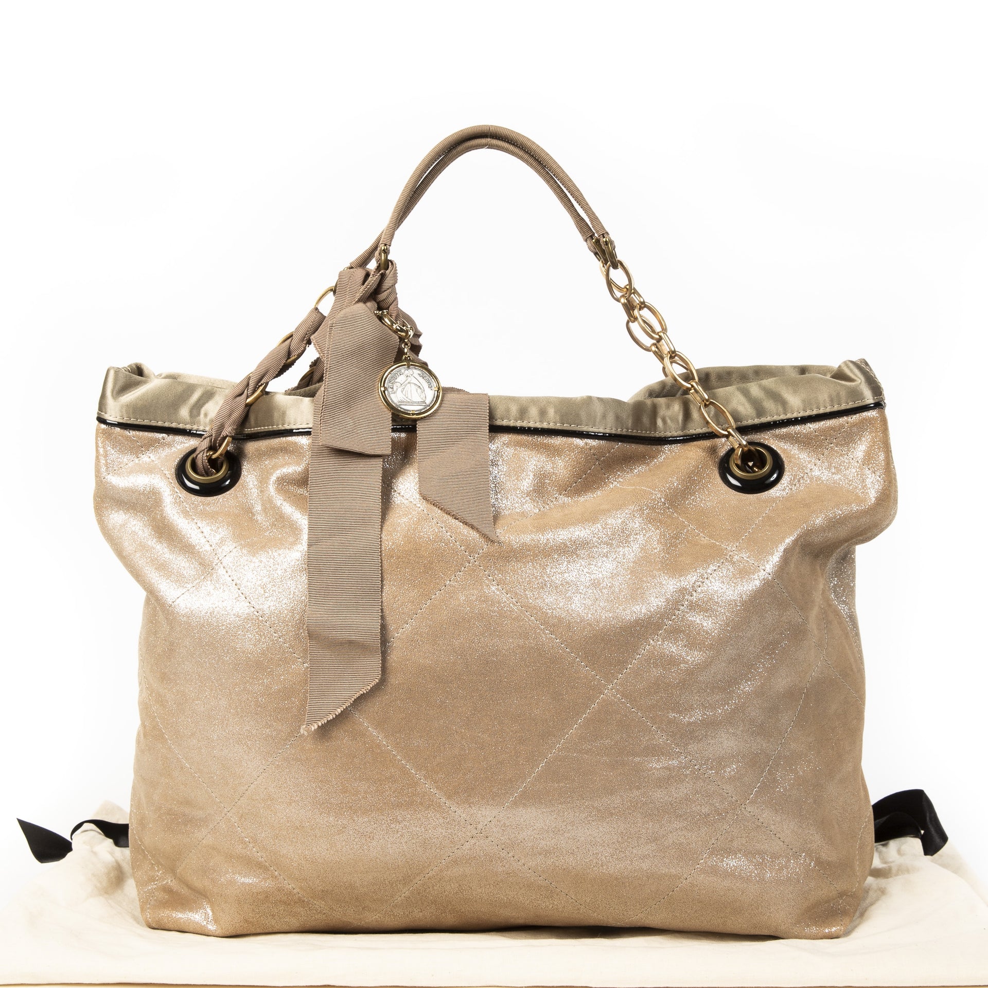 Authentieke tweedehands Lanvin Gold Amalia Leather Shoulder Bag juiste prijs veilig online winkelen LabelLOV webshop luxe merken winkelen Antwerpen België mode fashion