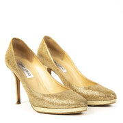 Authentieke Tweedehands Jimmy Choo Gold Glitter Pumps juiste prijs veilig online shoppen luxe merken webshop winkelen Antwerpen België mode fashion