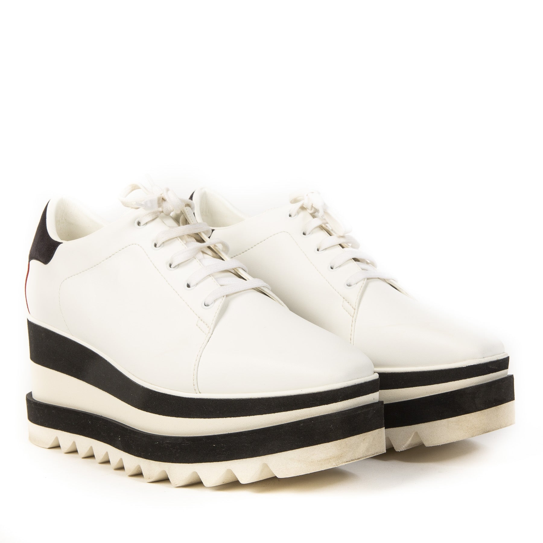 Authentieke Tweedehands Stella McCartney Black White Elyse Shoes juiste prijs veilig online shoppen luxe merken webshop Antwerpen België fashion mode