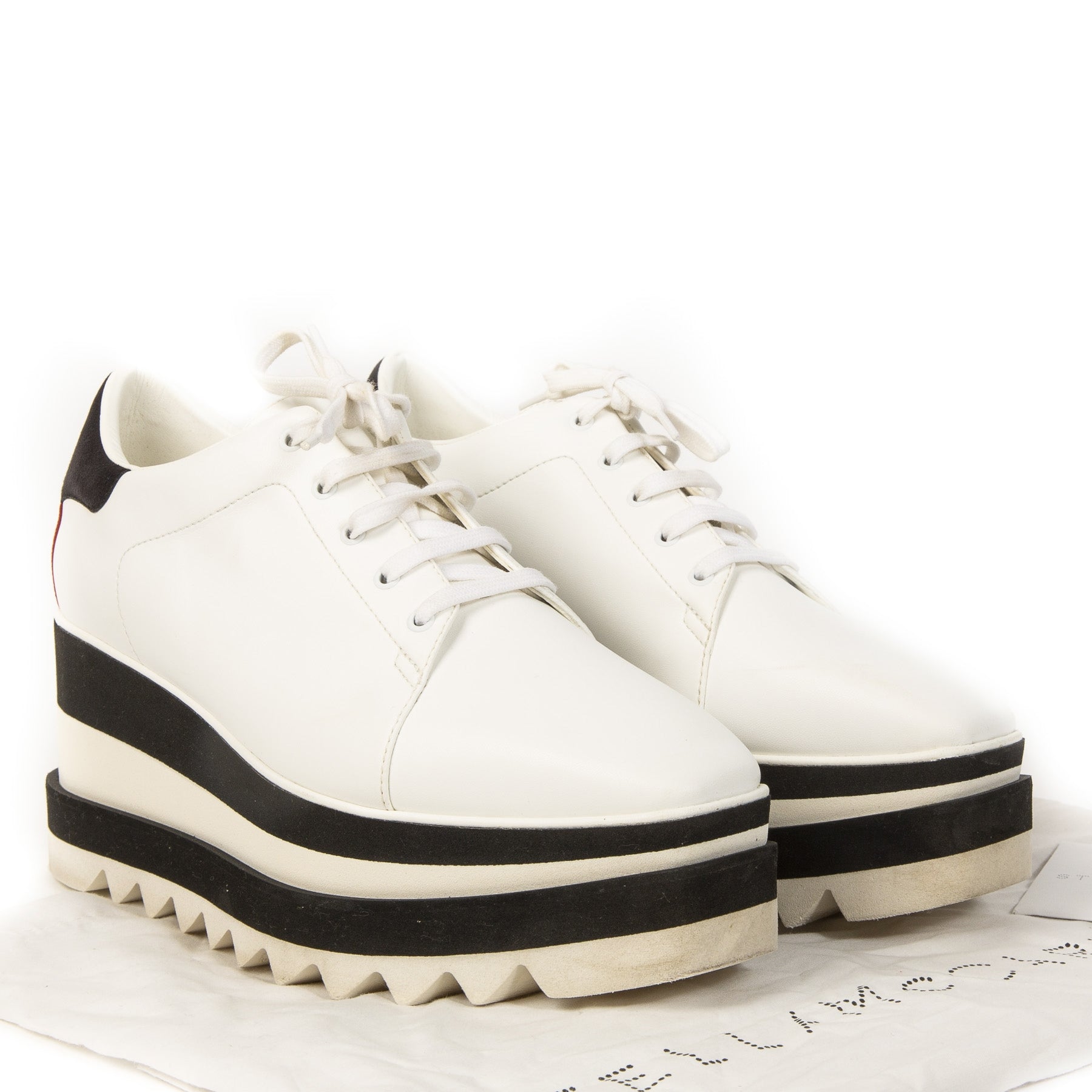 Authentieke Tweedehands Stella McCartney Black White Elyse Shoes juiste prijs veilig online shoppen luxe merken webshop Antwerpen België fashion mode