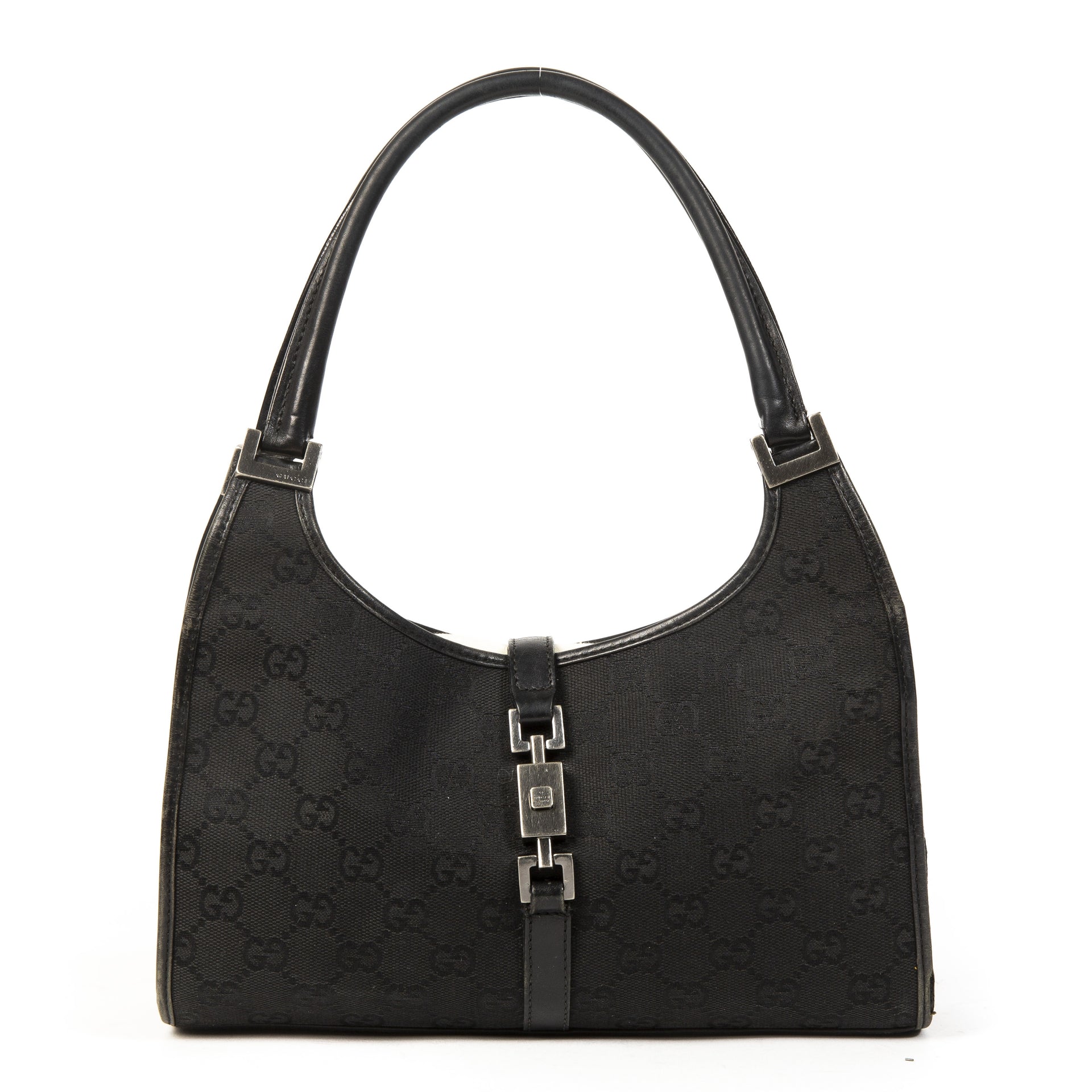 Gucci Black GG Monogram Fabric Shoulder Bag for the best price at Labellov secondhand luxury