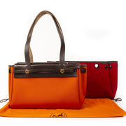 Authentique seconde main vintage Hermès Orange Red Herbag Cabas achète en ligne webshop LabelLOV