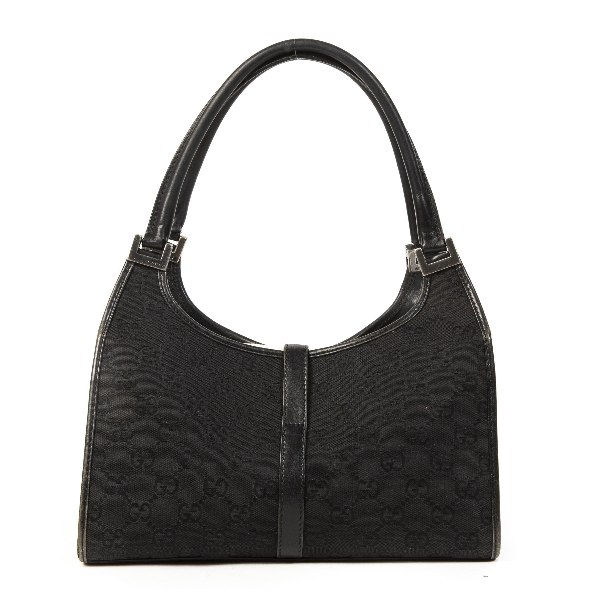Gucci Black GG Monogram Fabric Shoulder Bag