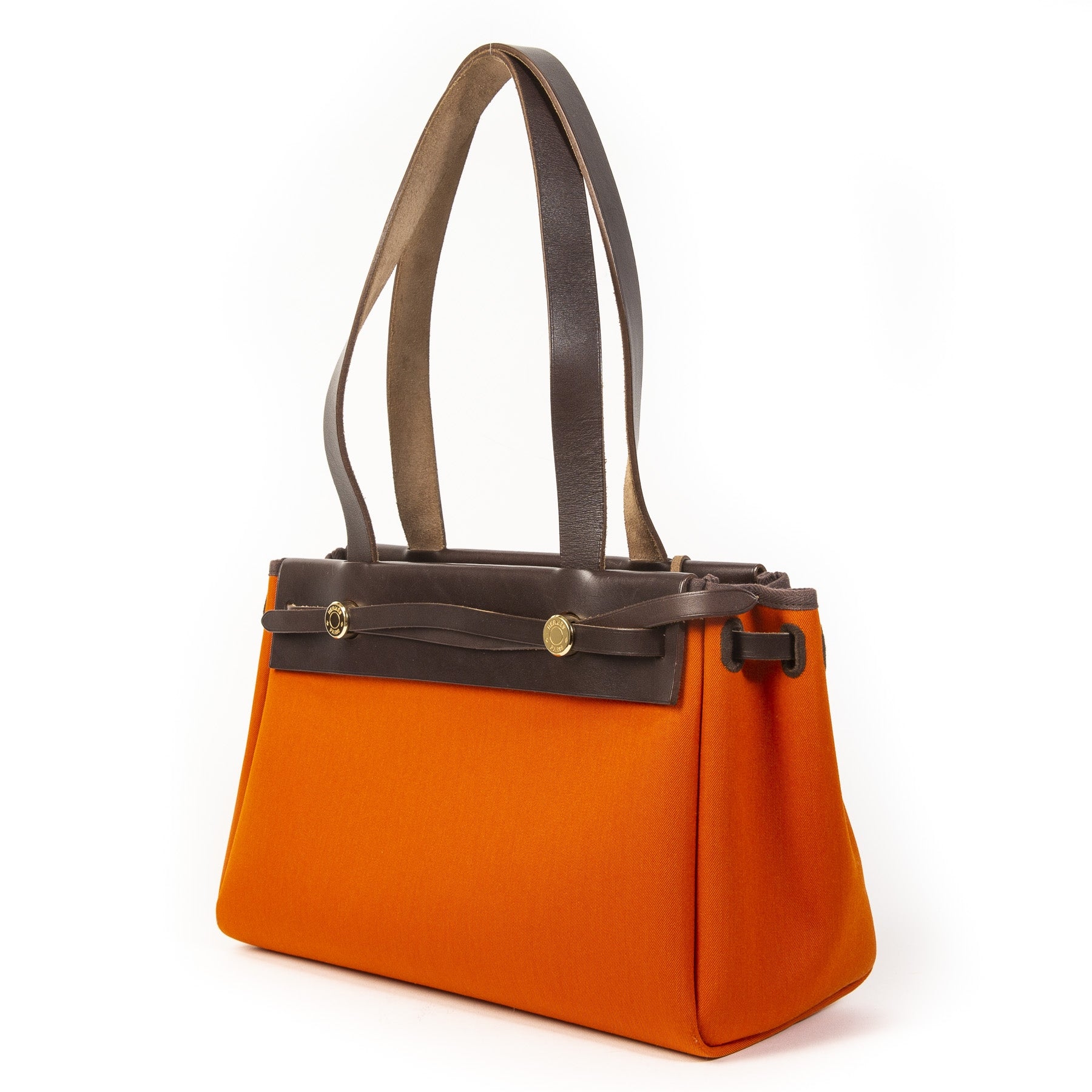 Authentique seconde main vintage Hermès Orange Red Herbag Cabas achète en ligne webshop LabelLOV