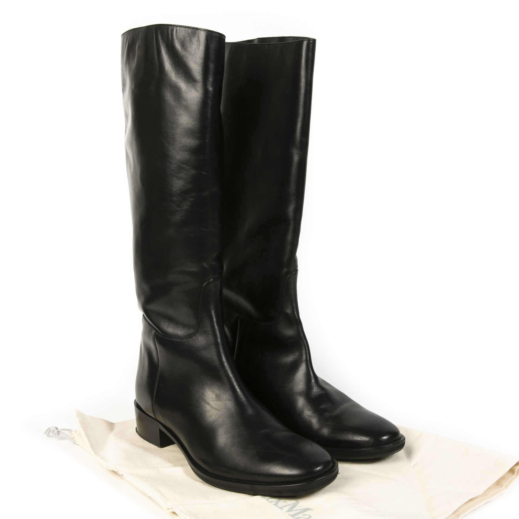 Authentique seconde main vintage Max Mara Knee-High Leather Boots achète en ligne webshop LabelLOV