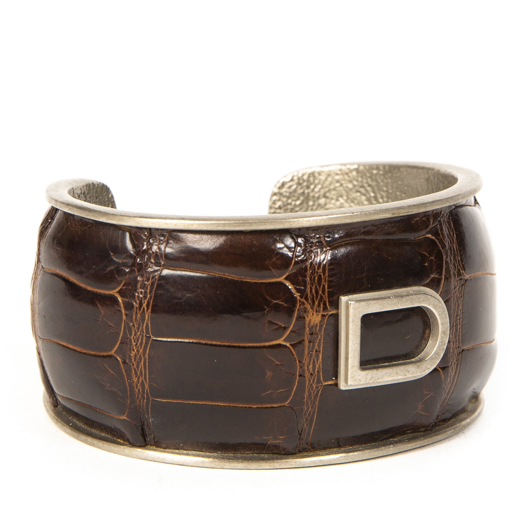 Delvaux Brown Croco Cuff Bracelet