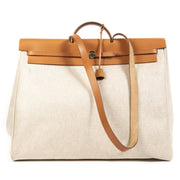 Hermès Herbag Travel Bag Beige Canvas and Gold Leather 2 in 1.