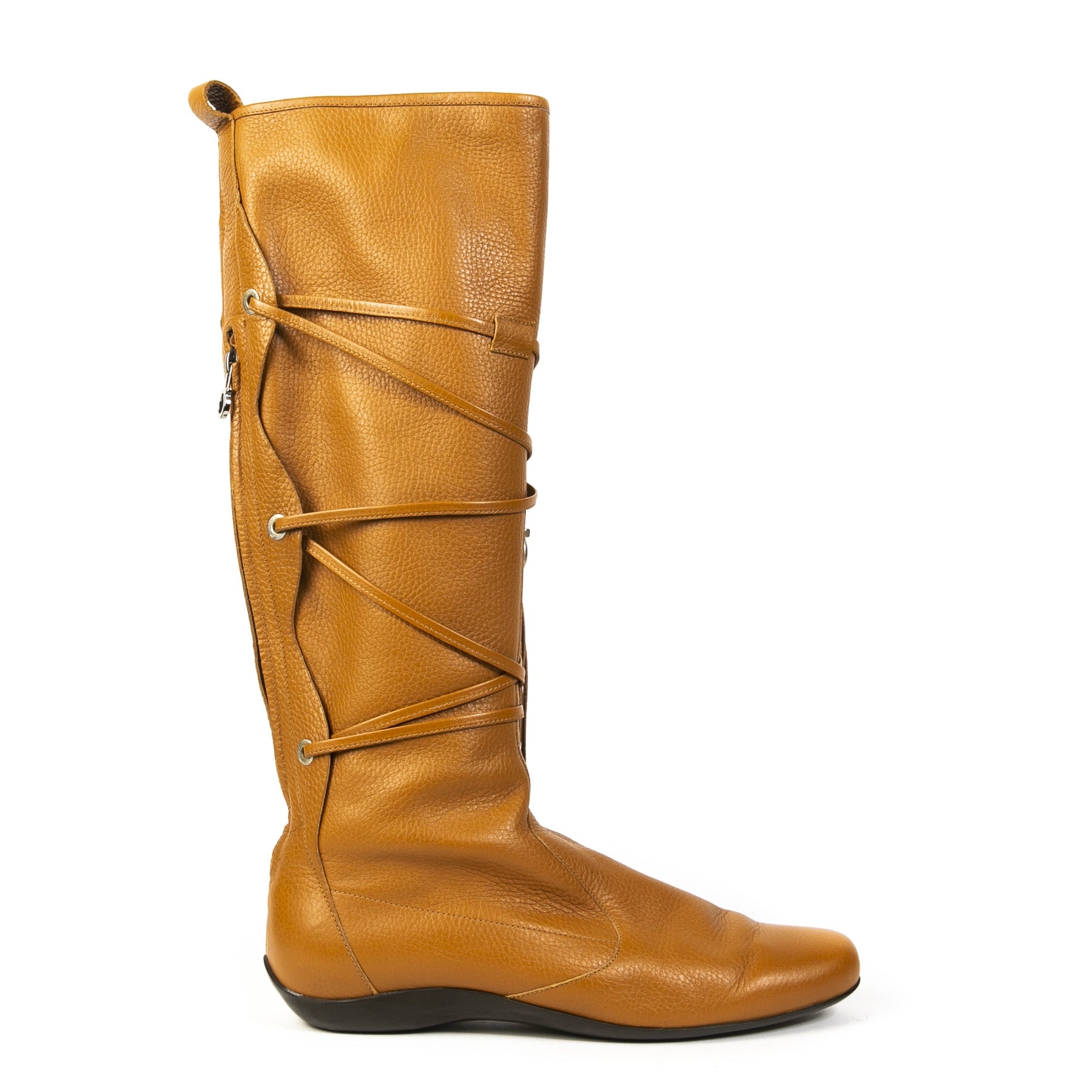 Authentieke Tweedehands Salvatore Ferragamo Cognac Leather Boots juiste prijs veilig online shoppen luxe merken webshop winkelen Antwerpen België mode fashion