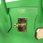 Koop en verkoop uw authentieke designer handtassen Hermès 30 Bambou Vert Foncé Togo RGHW HSS