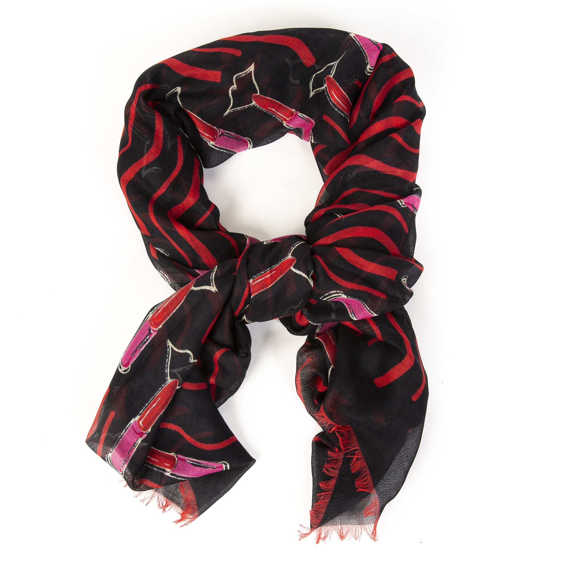 Authentieke tweedehands Valentino lipstick print scarf juiste prijs veilig online winkelen LabelLOV webshop luxe merken winkelen Antwerpen België mode fashion