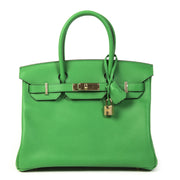 Designer handtassen kopen van merken zoals Hermès 30 Bambou Vert Foncé Togo RGHW HSS